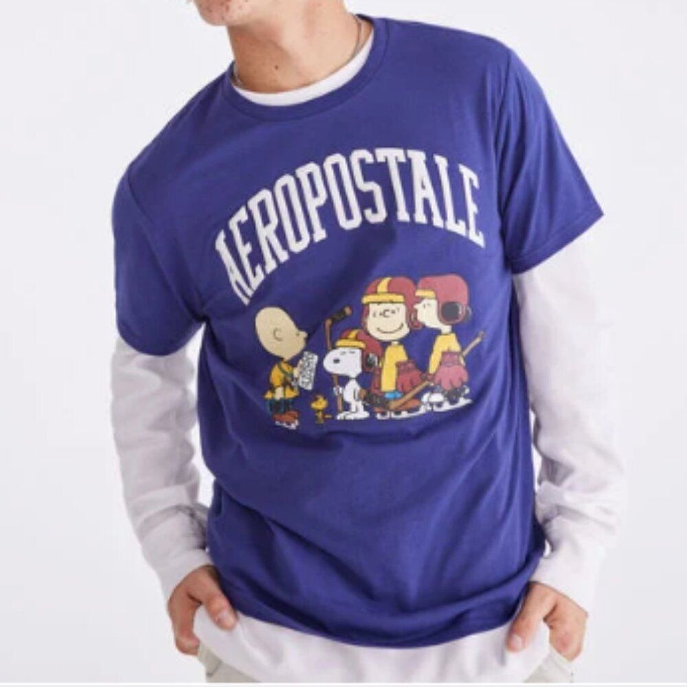 Men's Peanuts  Hockey Team Relaxed Graphic Cotton Tee Large